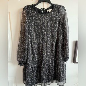 Floral Sheer Black Dress- LOFT M
